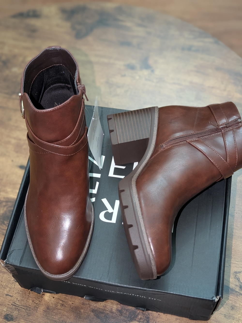 Naturalizer Waterproof Women's Ankle Boots with Buckle Accent In Cinnamon